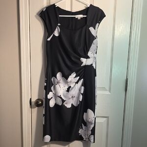 Calvin Klein Black Dress with White Floral Print
